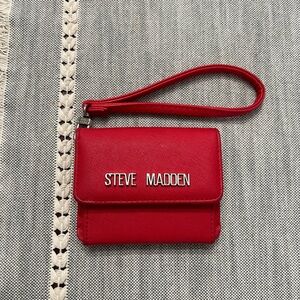 Steve Madden Red Wristlet Wallet with Silver Accents NWOT